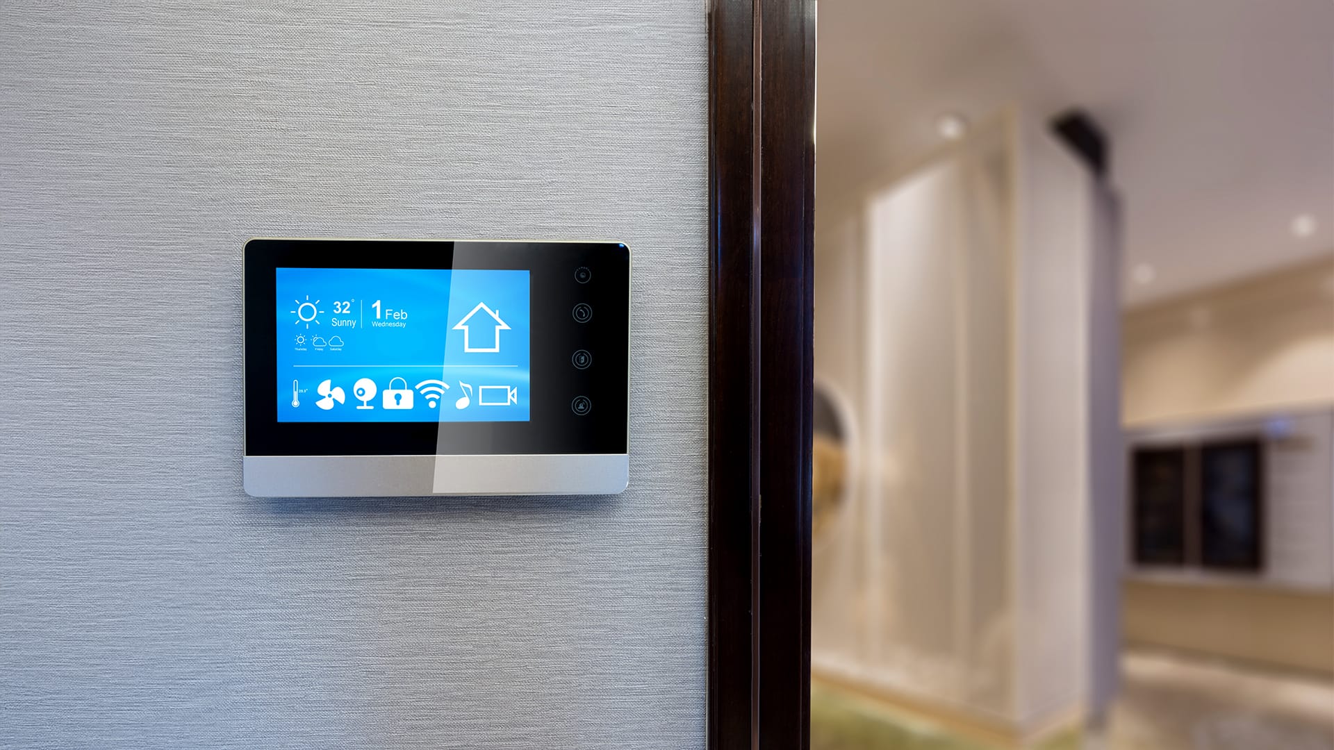smart thermostat on the wall